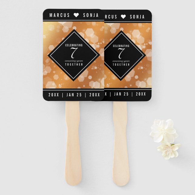 Leque Aniversário de Casamento de Cobre 7 (Frente e Verso)