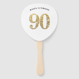 Leque ANIVERSÁRIO FAN na moda moderno 90 de brilho de ou