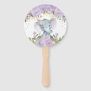 Leque Aniversário floral roxo do chá de fraldas do