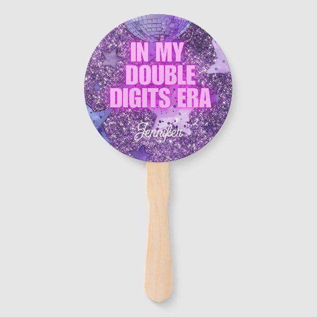 Leque Aniversário Purple Trendy Na Minha Era de Dois Díg (Frente)