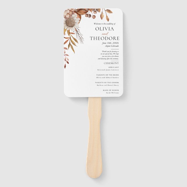 Leque Apaixonados | Boho Flowers Wedding Program (Frente)