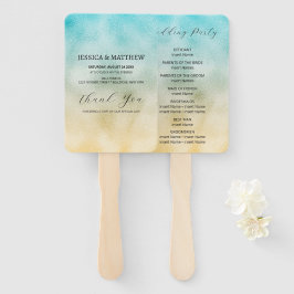 Leque Aqua e Dourada Folha de Ombre