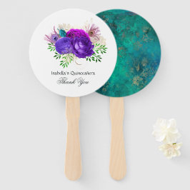 Leque Aquarela Floral Mardi Gras Quinceañera