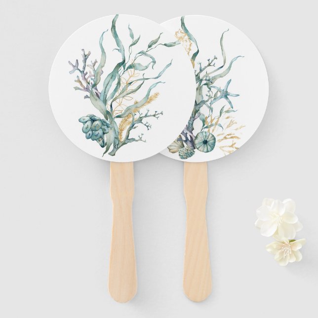 Leque Aquarela Sob Os Ventiladores Da Mão De Água-Vidro  (Frente e Verso)