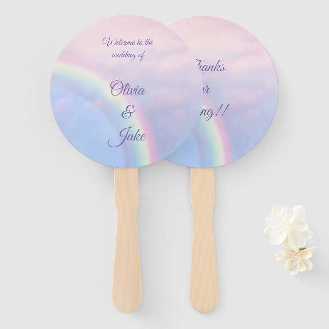 Leque Arco-íris de esperança - pastel, fã de mão (Frente e Verso)