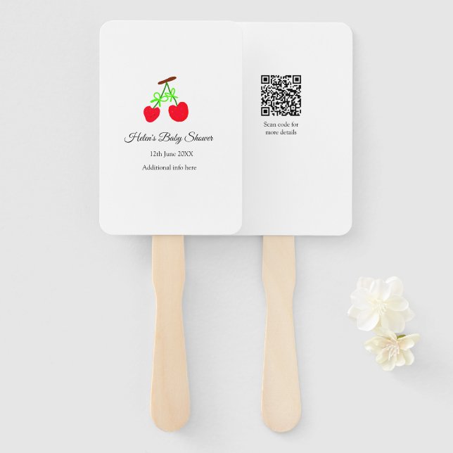 Leque arco verde-cereja adicionado nome chá de fraldas d (Frente e Verso)