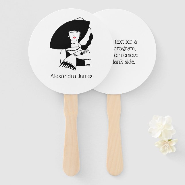 Leque Art Deco Woman Em Big Hat Luva RL (Frente e Verso)