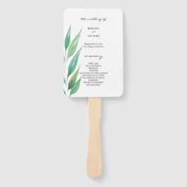 Leque Arte em Aquarela Azul Verde Oceano Elegante