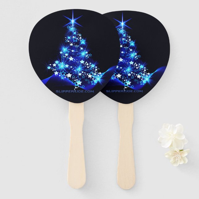 Leque Árvore de Natal estilizada e brilhante da Slippery (Frente e Verso)
