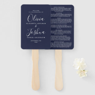 Leque Assinatura Azul-Marinho Casamento Judaico Script