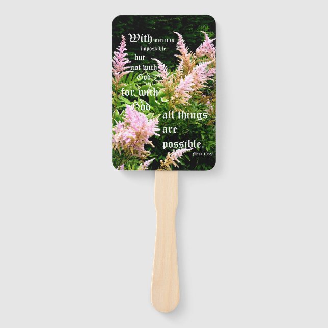 Leque Astilbe com Mark 10:27 (Frente)