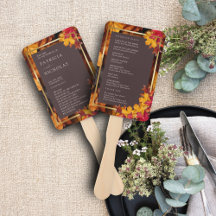 Autumn Woody Brown Elegant Ouro Weding Program