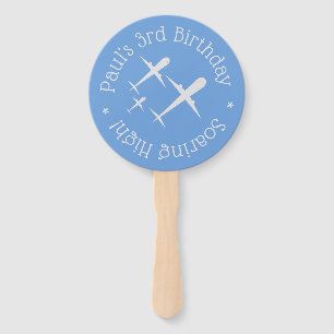 Leque Aviões de Aniversário Personalizados Azul Elegante