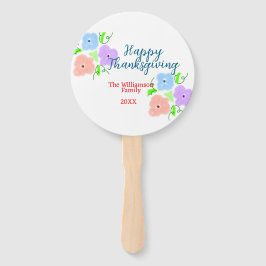 Leque Azul, cor-de-rosa feliz Ação de Graças adiciona fa