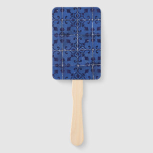Leque Azulejos Portugueses - Design Azulejo Azul Folha F