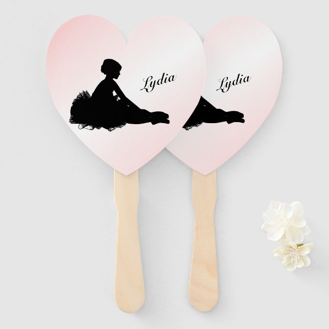 Leque Bailarina Cansada Personalizada c/ Nome Rosa (Frente e Verso)