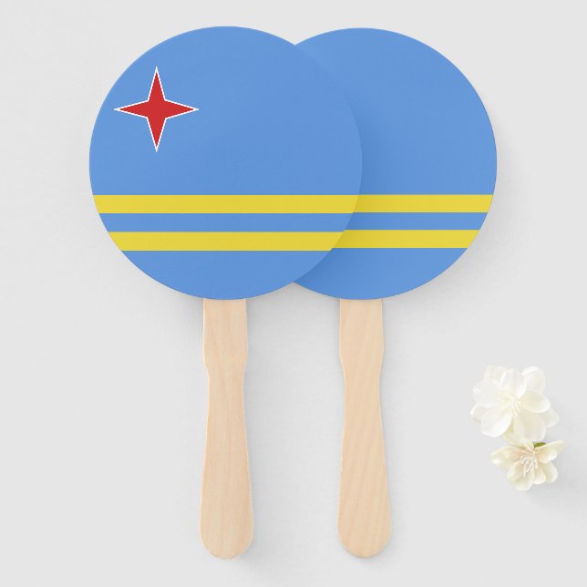 Leque Bandeira de Aruba (Frente e Verso)