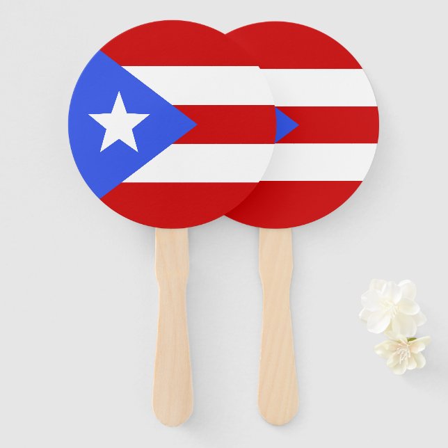 Leque bandeira de Porto Rico (Frente e Verso)