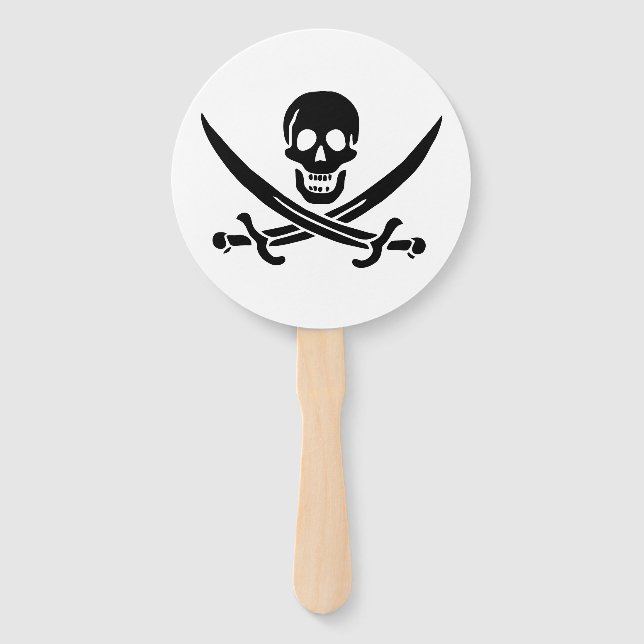 Leque Bandeira Pirata Caveira Espadas Cruzadas (Frente)