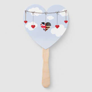 Leque Bandeiras americanas e britânicas, Heart Royal Wed