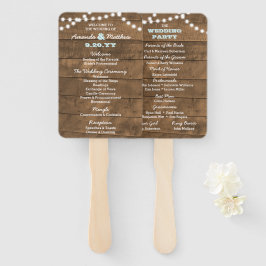 Leque Barnwood Lights Aqua Weding Program Fans