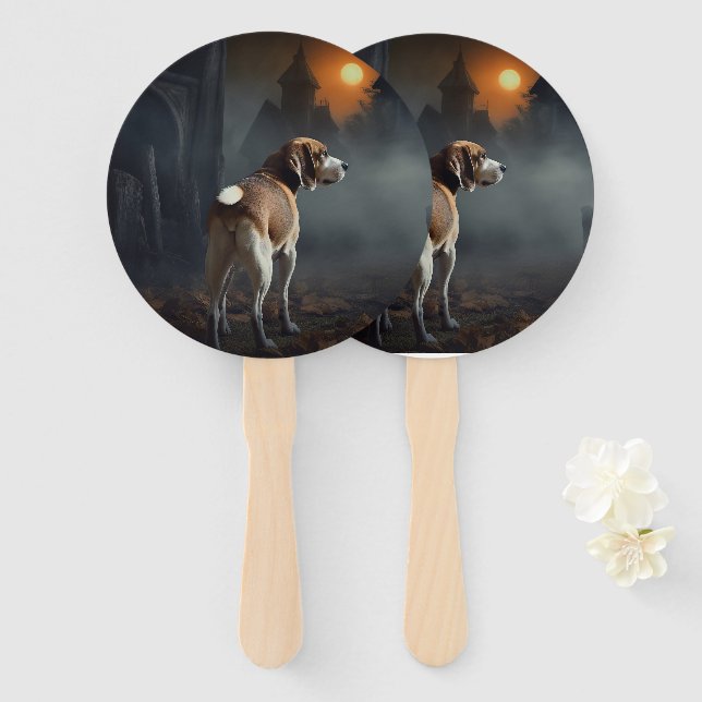 Leque Beagle Halloween Assustador (Frente e Verso)