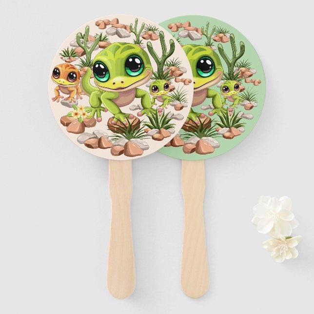 Leque Bebê Geckos Personagens de desenho animados (Frente e Verso)