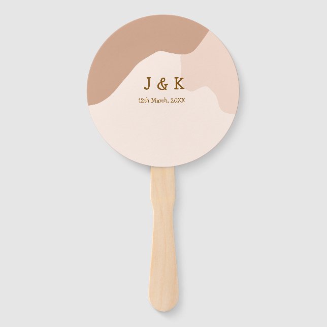 Leque Beige boho curvy orange wedding name date (Frente)