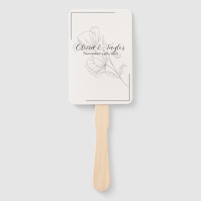 Leque Beige Elegance Wedding Program (Frente)