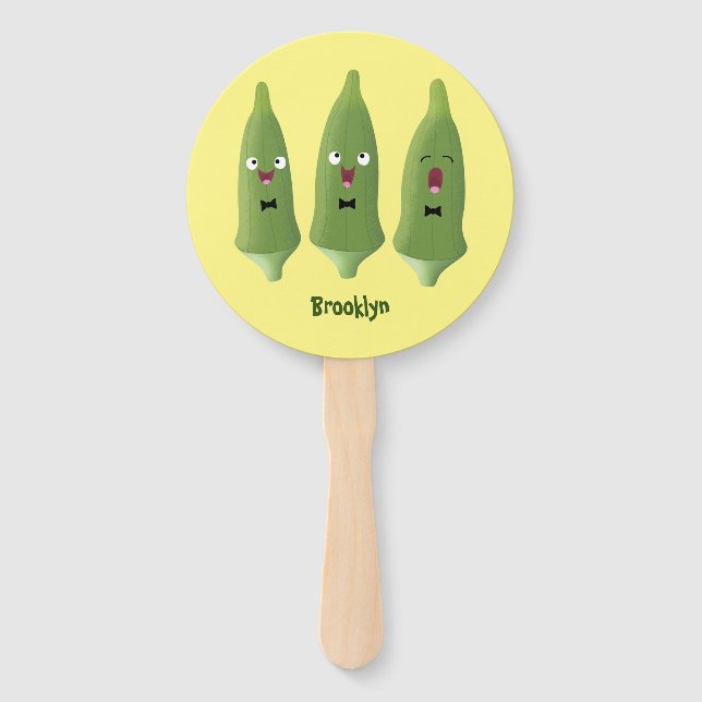 Leque Bela caricatura de okra (Frente)