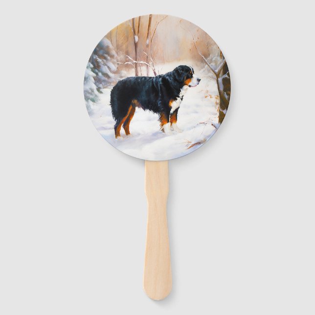Leque Bernese Mountain Deixe Nevar Natal  (Frente)