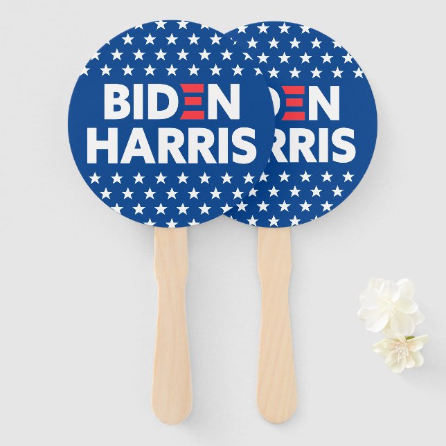 Leque Biden / Harris White Stars - Padrão Azul (Frente e Verso)