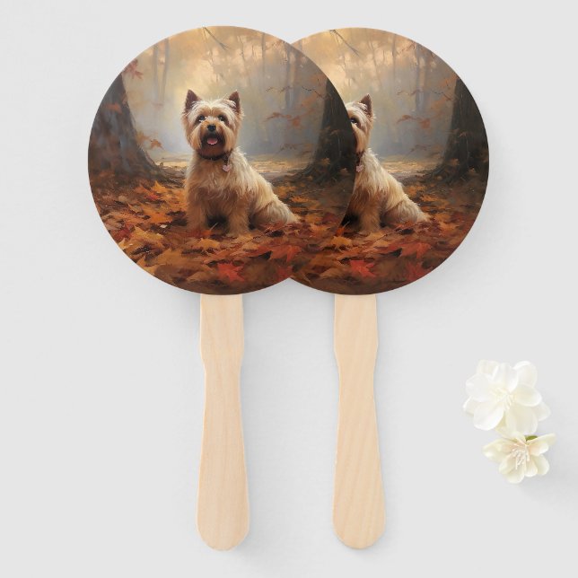 Leque Biewer Terrier na Queda de Folhas de Outono Inspir (Frente e Verso)