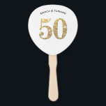 Leque BIRTHDAY FAN moderno glitter na moda de ouro 50th<br><div class="desc">por kat massard >> kat@simplysweetPAPERIE.com <<< Incrível e único decorador de festas para seu aniversário de marcos! Configurar como um modelo é simples para você adicionar seus próprios detalhes, ou apertar o botão personalizar e você pode adicionar ou alterar texto, fontes, tamanhos, etc., DICA: 1. Para redimensionar/reposicionar a imagem/foto, pressione...</div>