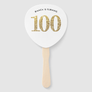Leque BIRTHDAY FAN na moda ouro moderno 100º