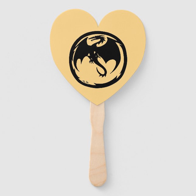 Leque Black Dragon gold heart hand fans (Frente)