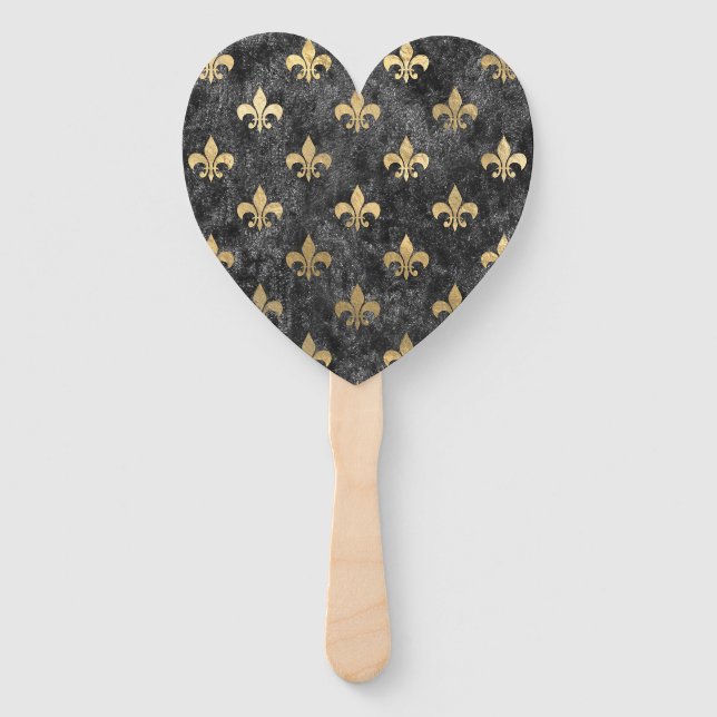 Leque Black Velvet Fleur De Lis Mardi Gras Orleans (Frente)