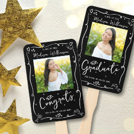 Leque Black White Hand Drawn Doodle Graduation 2 Photo