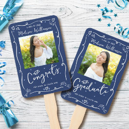 Leque Blue Hand Drawn Doodle Style Graduation 2 Photo