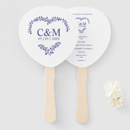 Leque Blue Marine Branches Heart with Initials
