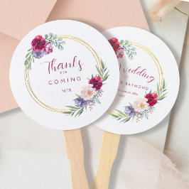 Leque Blush Burgundy & Dourado Bloom Russo Floral