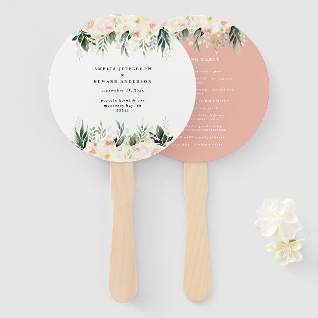 Leque Blush, Pessegueiro floral + casamento foliar (Frente e Verso)