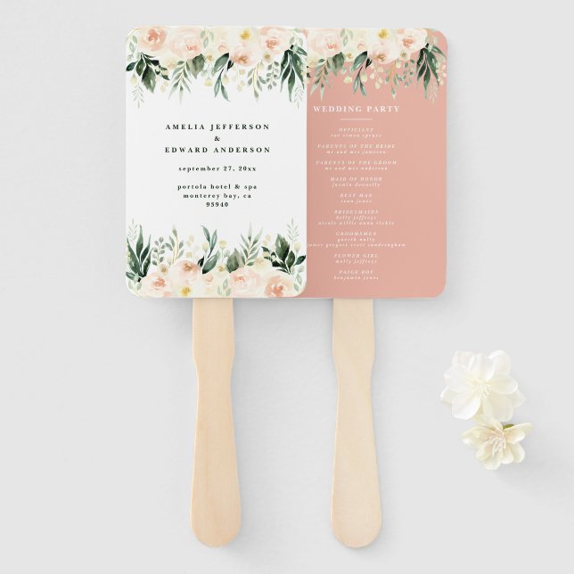 Leque Blush, Pessegueiro floral + casamento foliar (Frente e Verso)