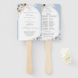 Leque Boho aquarela azul e crosta floral