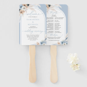 Leque Boho aquarela azul e crosta floral