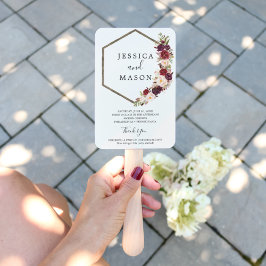 Leque Boho Burgundy Marsala Wedding Fan Program