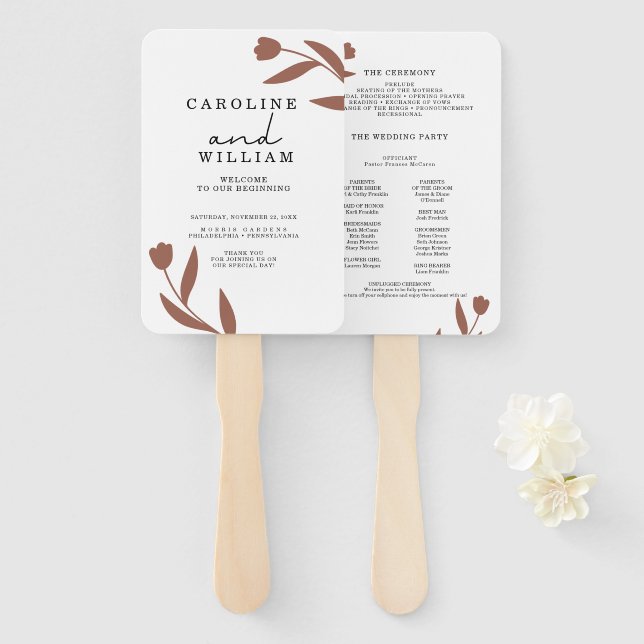 Leque Boho Floral Wedding (Frente e Verso)