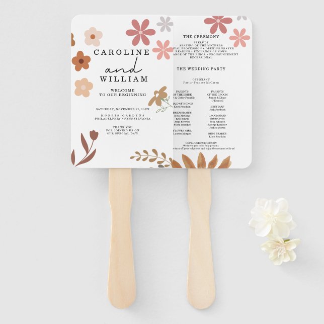 Leque Boho Floral Wedding (Frente e Verso)