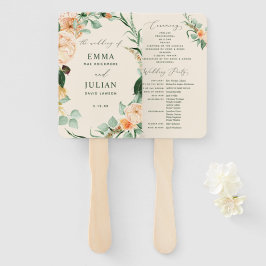 Leque Boho Greenery Peach Wedding Program