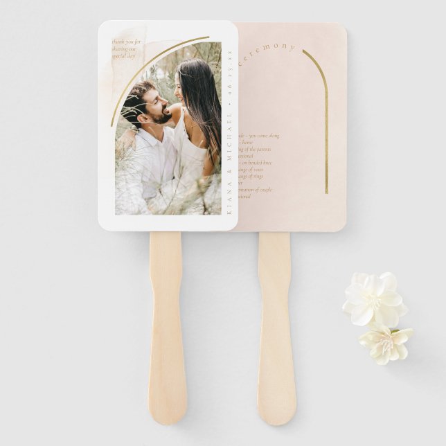 Leque Boho Oasis Wedding Photo Program Blush ID959 (Frente e Verso)